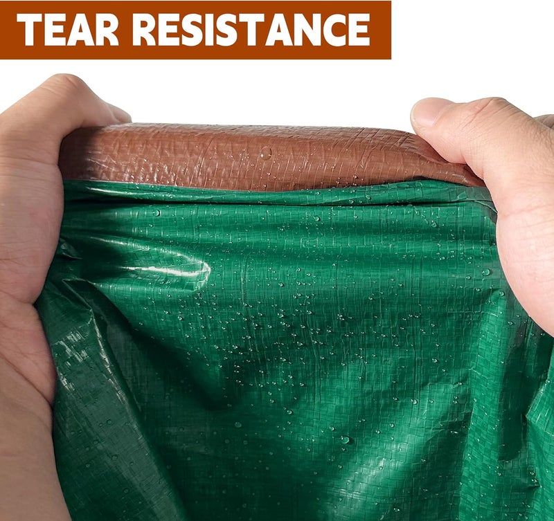 MVPNET Tarp 15x15 ft 100% Waterproof 7mil Durable Grommets and Reinforced Edges,Uv Resistant,Green/Brown Tarp,Emergency Rain Shelter,Outdoor Cover and Camping Use -by - Image 4